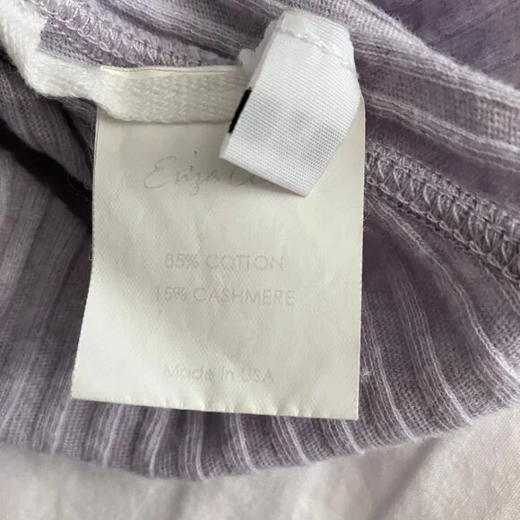 Enza Costa Light Pink Rib Long Sleeve Shirt Medium Cotton Cashmere Sweater S XS - Picture 12 of 13